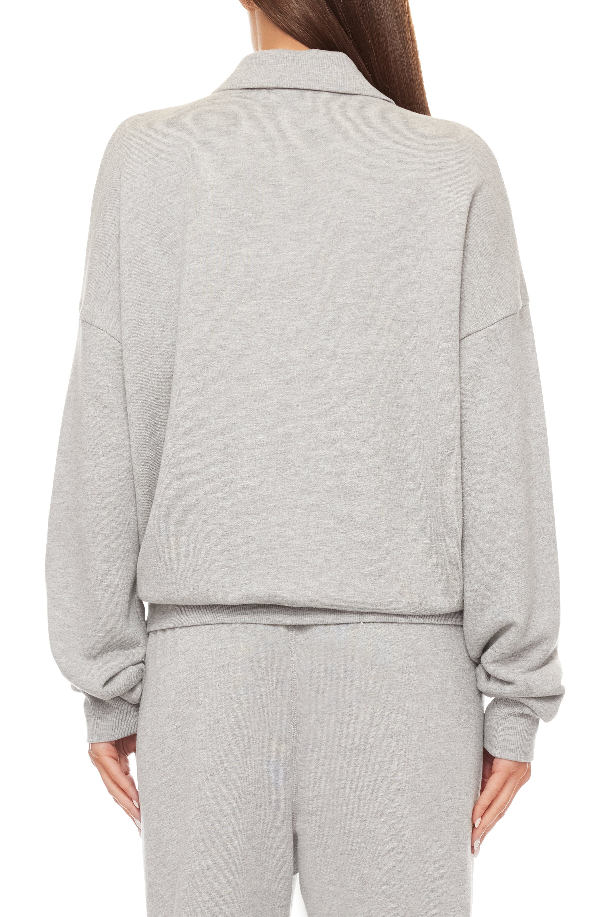 Oversized Polo Sweatshirt Heather Grey TERRY ÉTERNE 