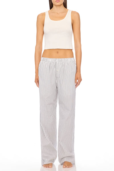 Poplin Lounge Pant Black/White Stripe BOTTOMS ÉTERNE 