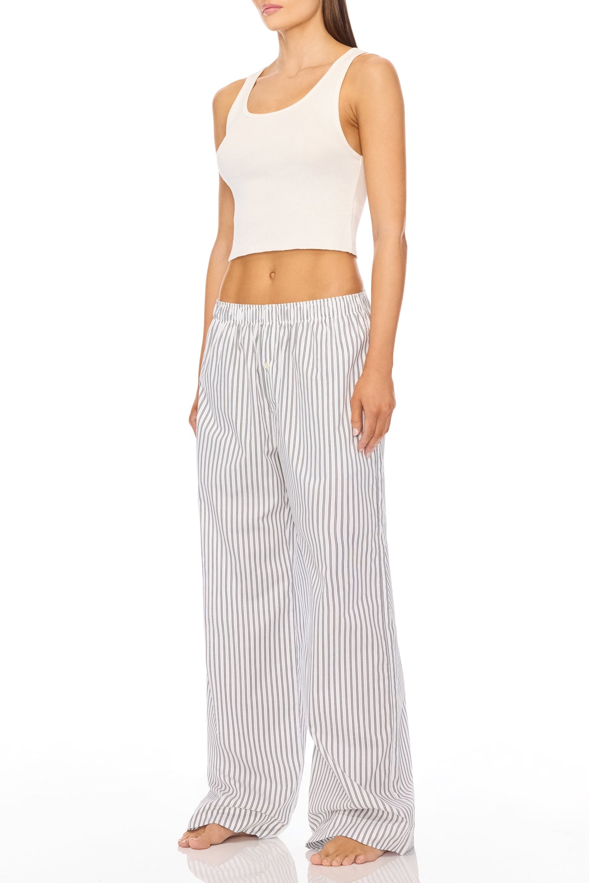 Poplin Lounge Pant Black/White Stripe BOTTOMS ÉTERNE 