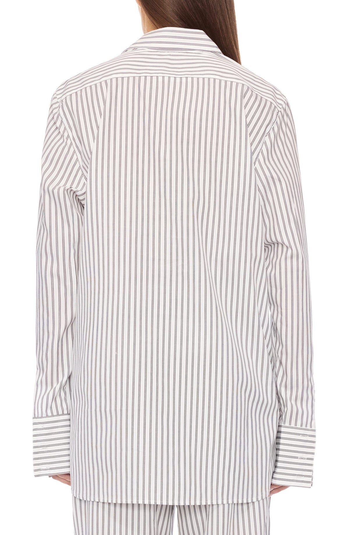 Poplin Oversized Button Down Black/White Stripe TOPS ÉTERNE 