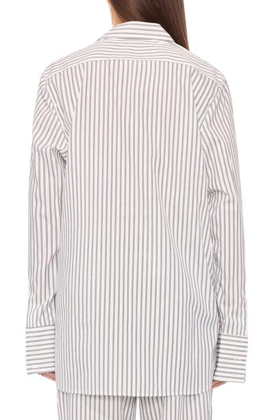 Poplin Oversized Button Down Black/White Stripe TOPS ÉTERNE 