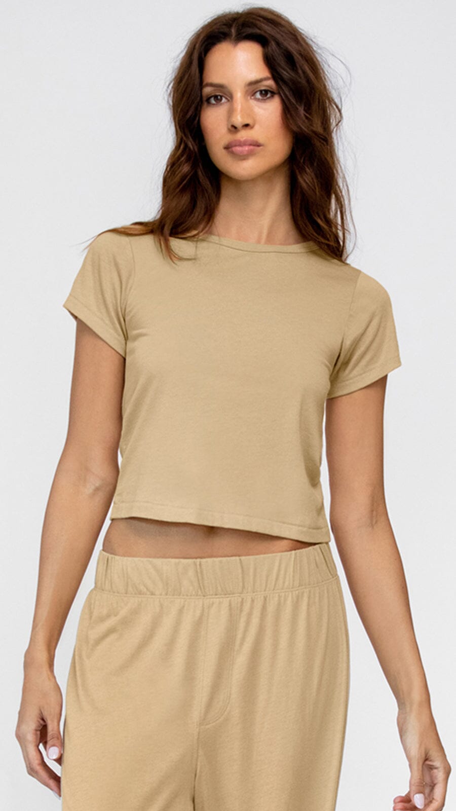 Short Sleeve Baby Tee Sand TOPS ÉTERNE 