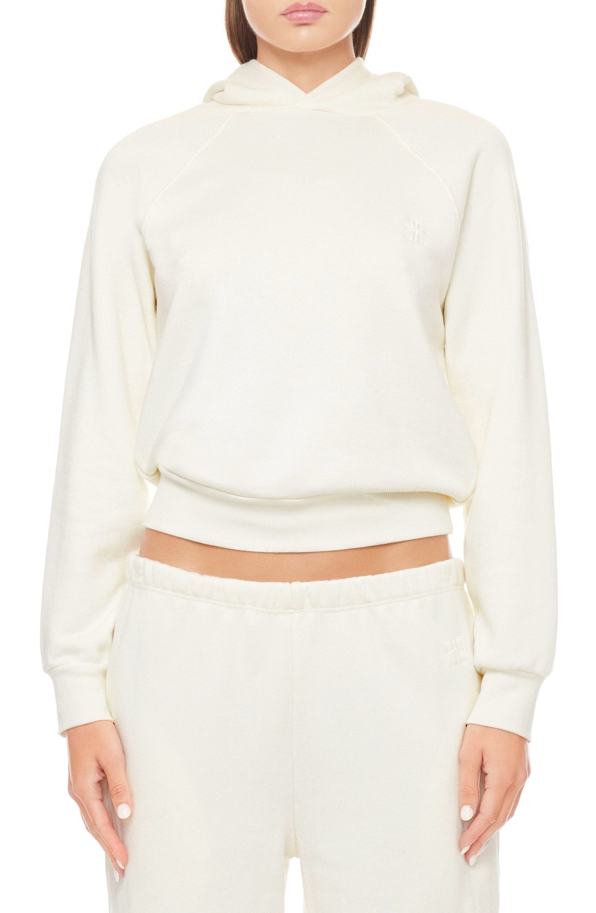 Shrunken Hoodie Sweatshirt Cream TERRY ÉTERNE 