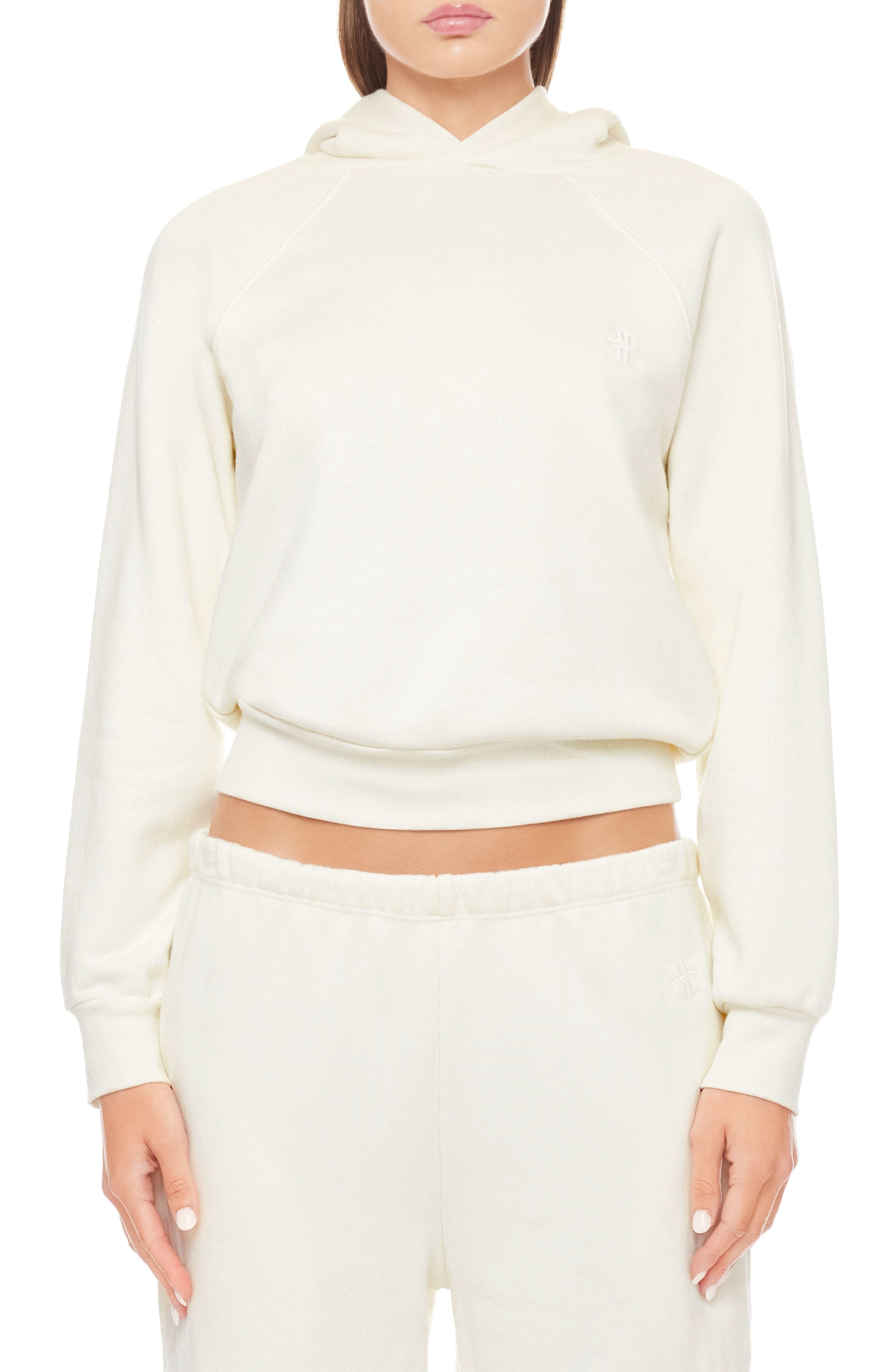 Shrunken Hoodie Sweatshirt Cream TERRY ÉTERNE 