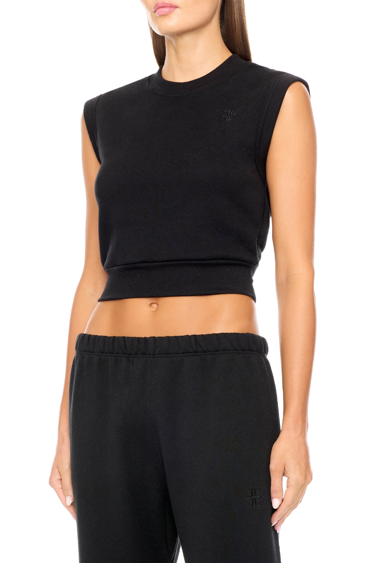 SLEEVELESS CREWNECK TOP BLACK TERRY ÉTERNE 