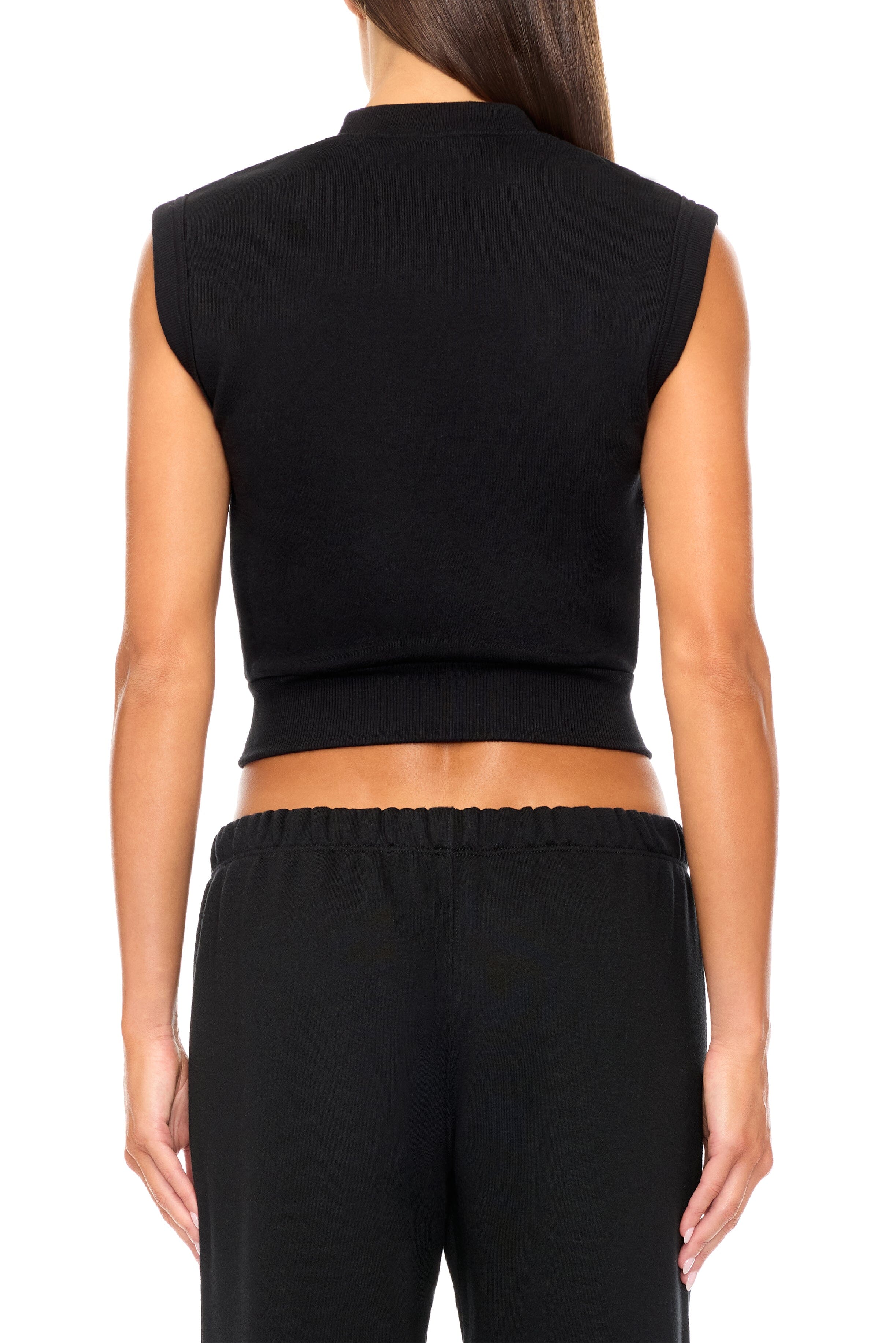 SLEEVELESS CREWNECK TOP BLACK TERRY ÉTERNE 