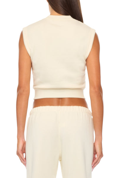 SLEEVELESS CREWNECK TOP CREAM TERRY ÉTERNE 