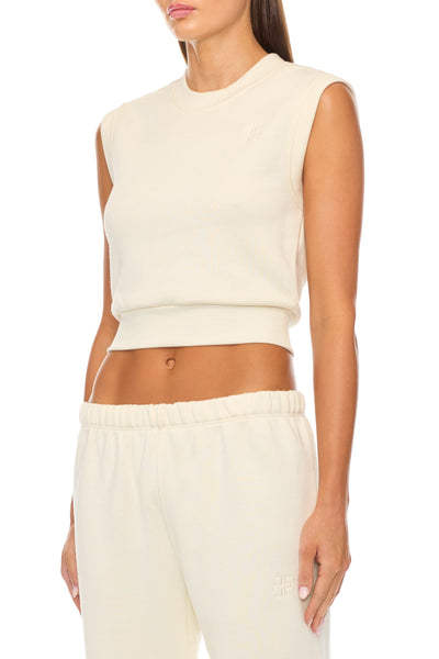 SLEEVELESS CREWNECK TOP CREAM TERRY ÉTERNE 