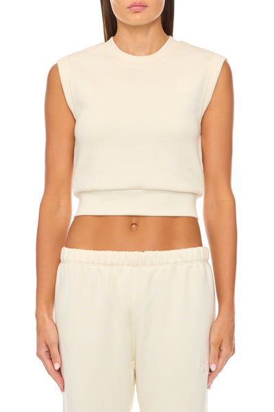 SLEEVELESS CREWNECK TOP CREAM TERRY ÉTERNE 