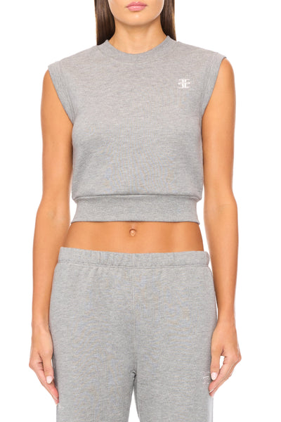 SLEEVELESS CREWNECK TOP HEATHER GREY TERRY ÉTERNE 