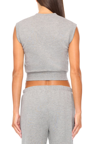 SLEEVELESS CREWNECK TOP HEATHER GREY TERRY ÉTERNE 