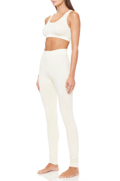 Soft Jersey High Rise Legging Cream BOTTOMS ÉTERNE 