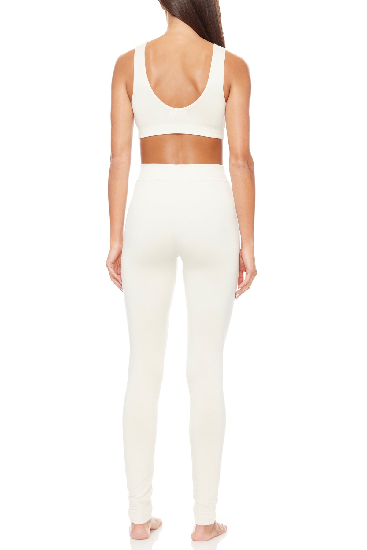 Soft Jersey High Rise Legging Cream BOTTOMS ÉTERNE 