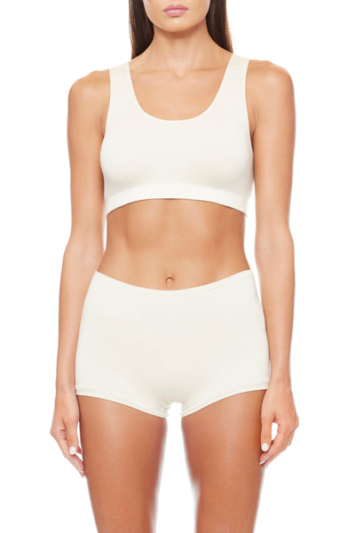 Soft Jersey High Waisted Boy Short Cream BOTTOMS ÉTERNE 