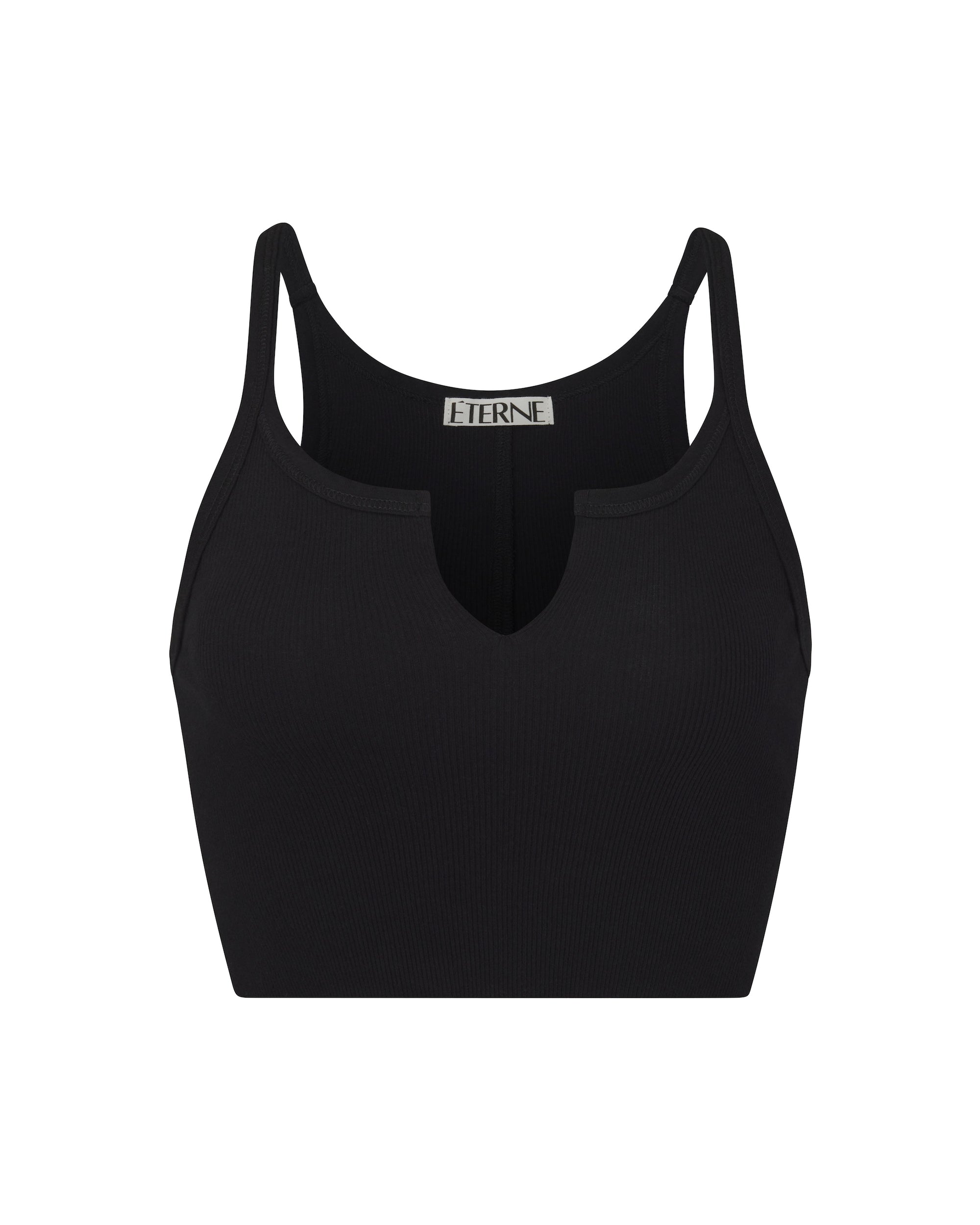 Super Cropped Rib Tank Black Tops ÉTERNE 