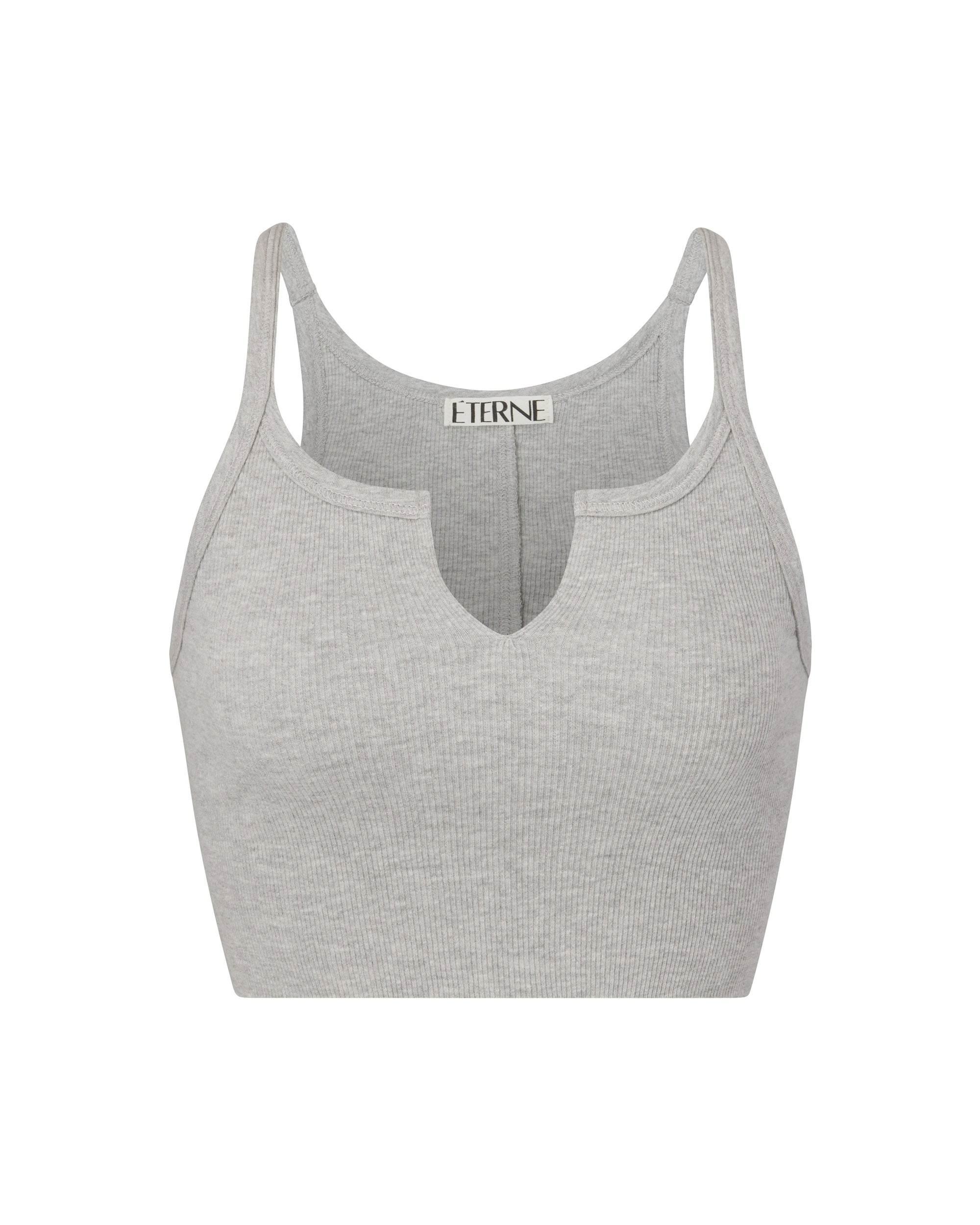 Super Cropped Rib Tank Heather Grey Tops ÉTERNE 