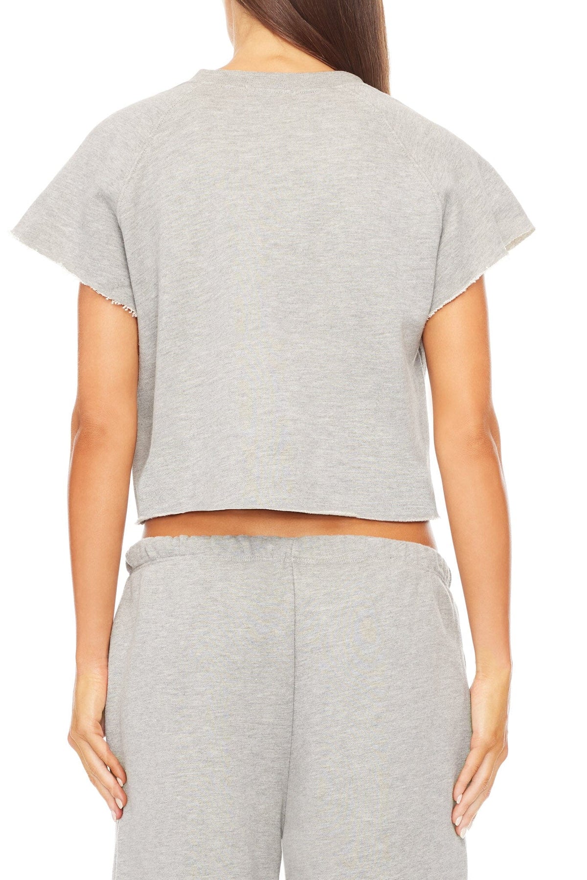 TERRY RAGLAN CUTOFF TOP HEATHER GREY TOPS ÉTERNE 