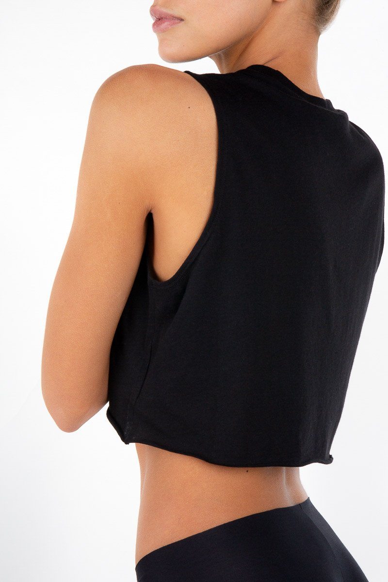 CROPPED BOYFRIEND TANK BLACK - ÉTERNE