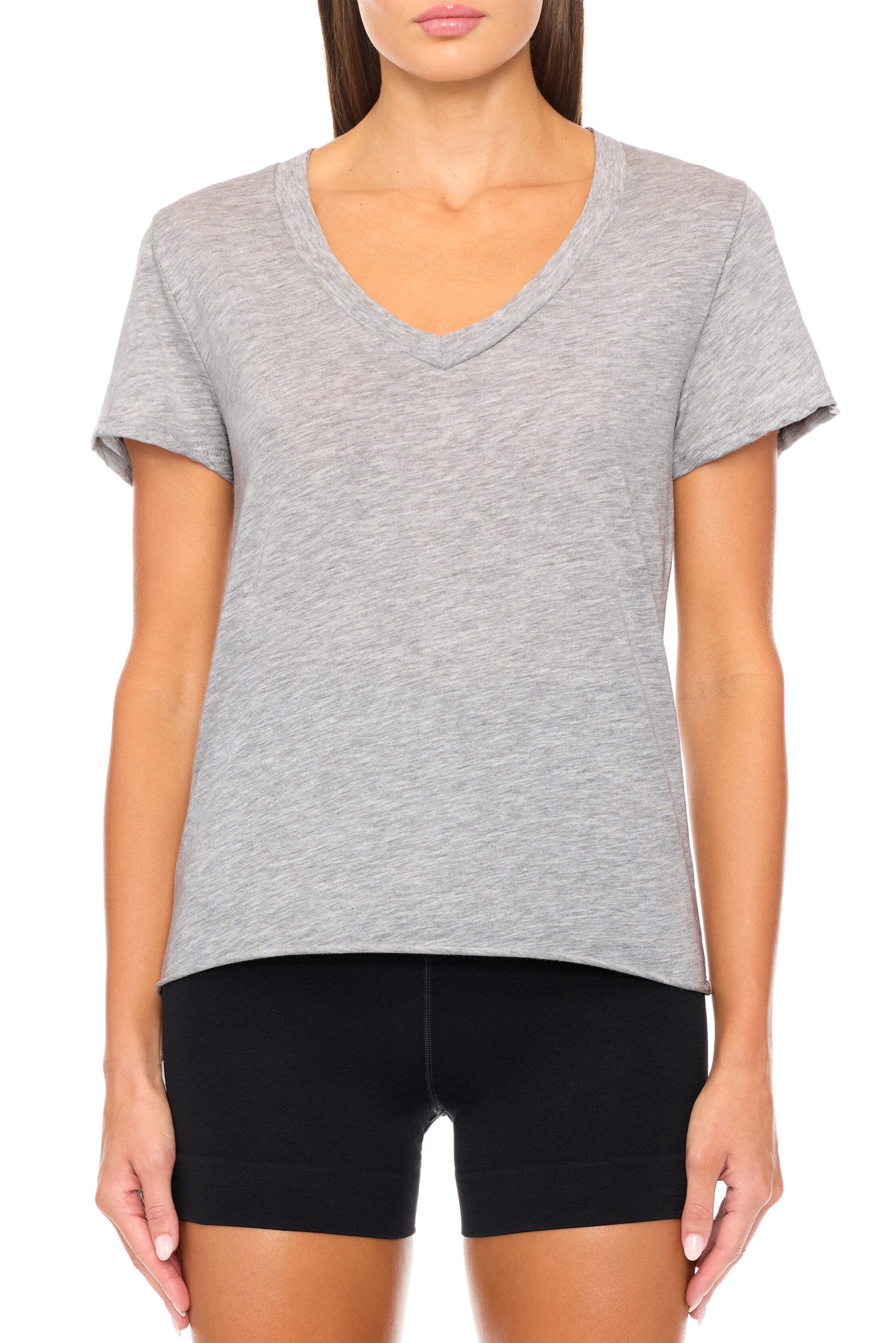 V-Neck T-Shirt Heather Grey Tops ÉTERNE 