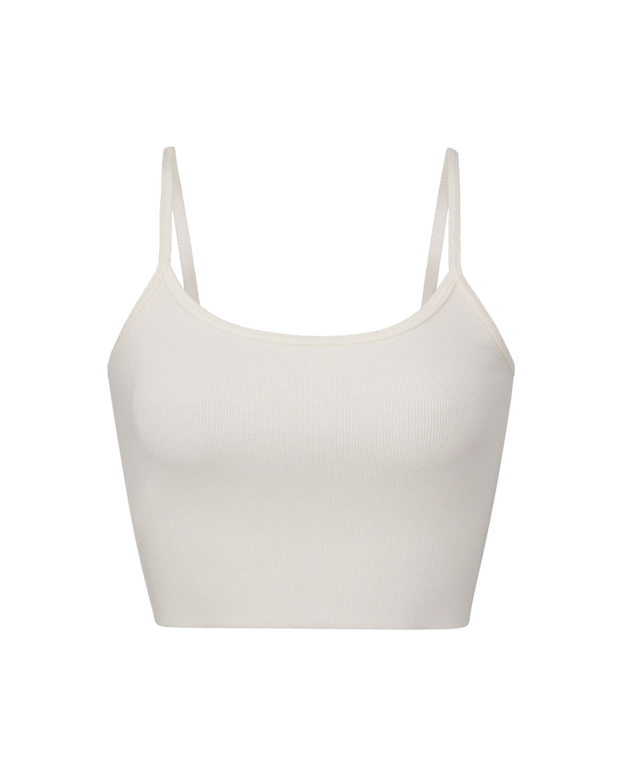 Cropped Thin Strap Fitted Tank Cream TANKS ÉTERNE 