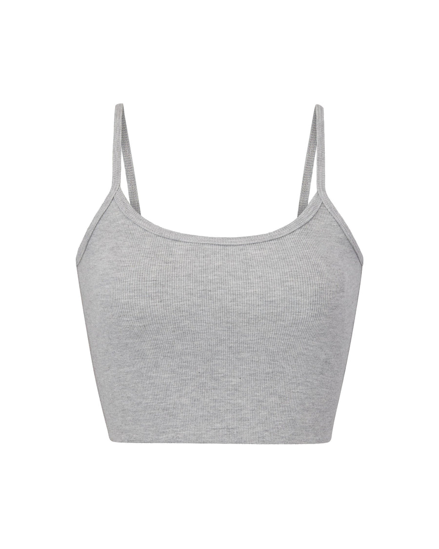 Cropped Thin Strap Fitted Tank Heather Grey TANKS ÉTERNE 