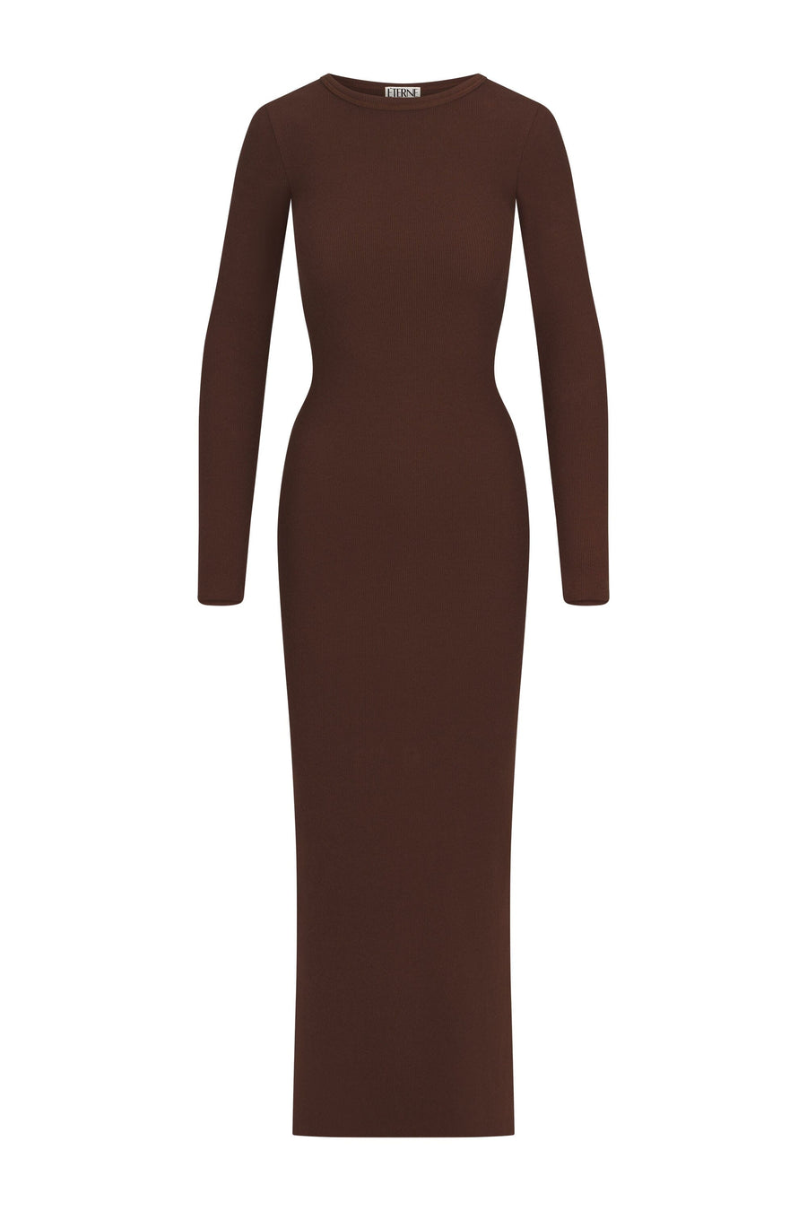 Long Sleeve Crewneck Dress Maxi Chocolate DRESSES ÉTERNE 