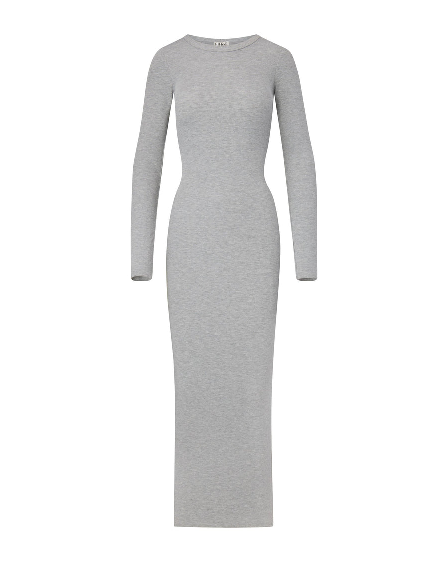 Long Sleeve Crewneck Dress Maxi Heather Grey DRESSES ÉTERNE 