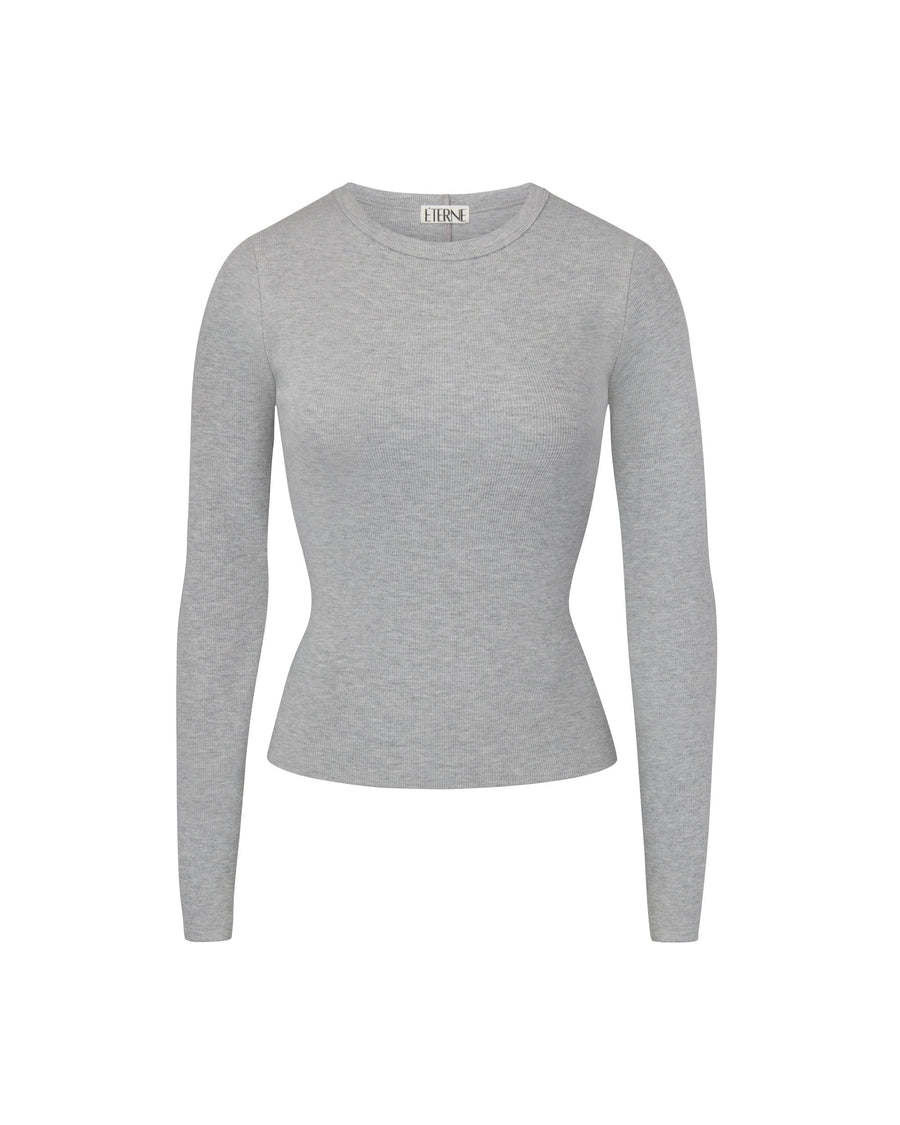 Long Sleeve Fitted Top Heather Grey