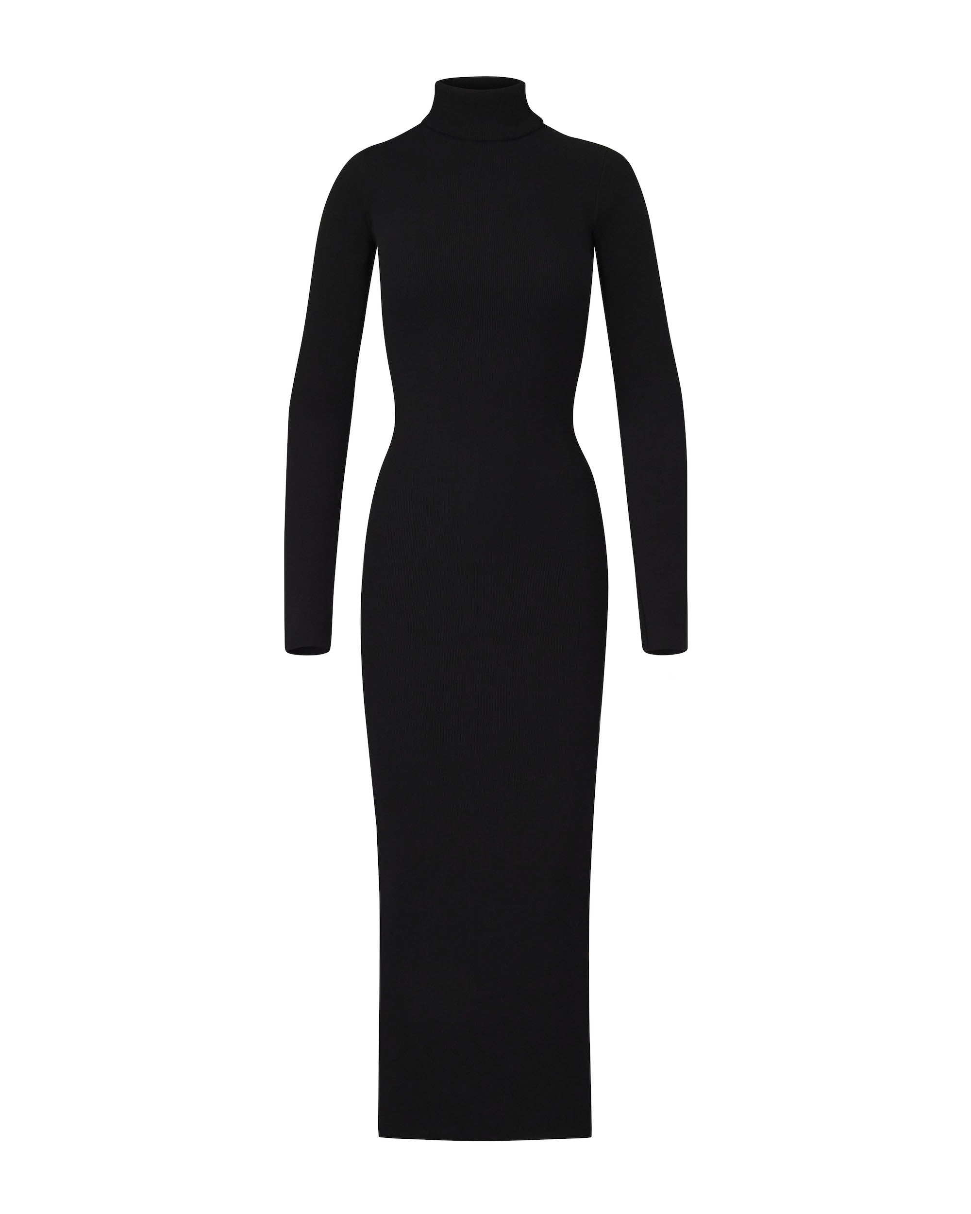 Long Sleeve Turtleneck Maxi Dress Black | ÉTERNE