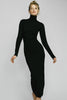 Long Sleeve Turtleneck Dress Maxi Black DRESSES ÉTERNE 