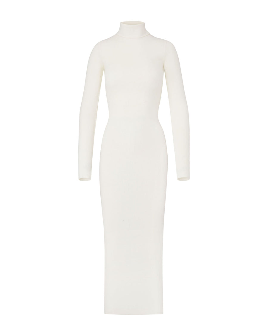 Long Sleeve Turtleneck Dress Maxi Cream DRESSES ÉTERNE 