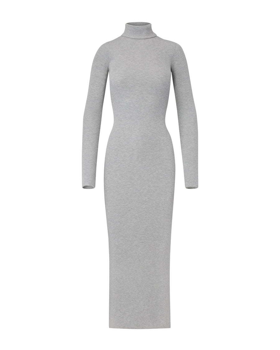 Long Sleeve Turtleneck Dress Maxi Heather Grey DRESSES ÉTERNE 