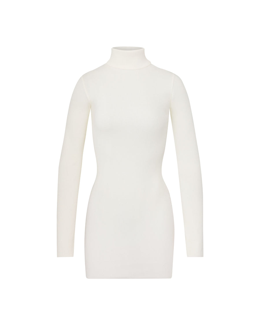 Long Sleeve Turtleneck Dress Mini Cream Cream DRESSES ÉTERNE 