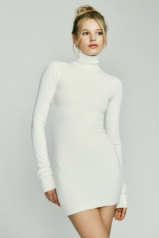 Long Sleeve Turtleneck Dress Mini Cream Cream DRESSES ÉTERNE 