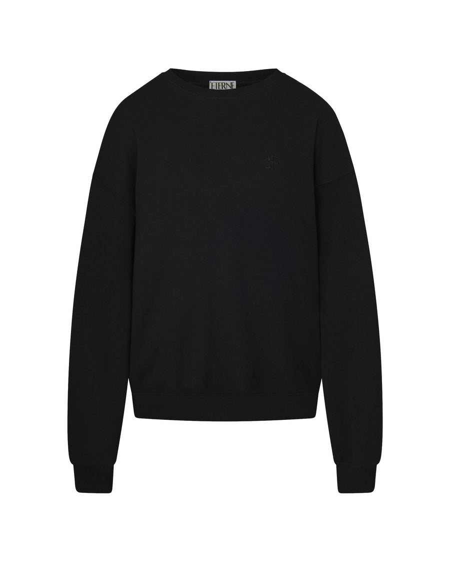 Oversized Crewneck Sweatshirt Black | ÉTERNE