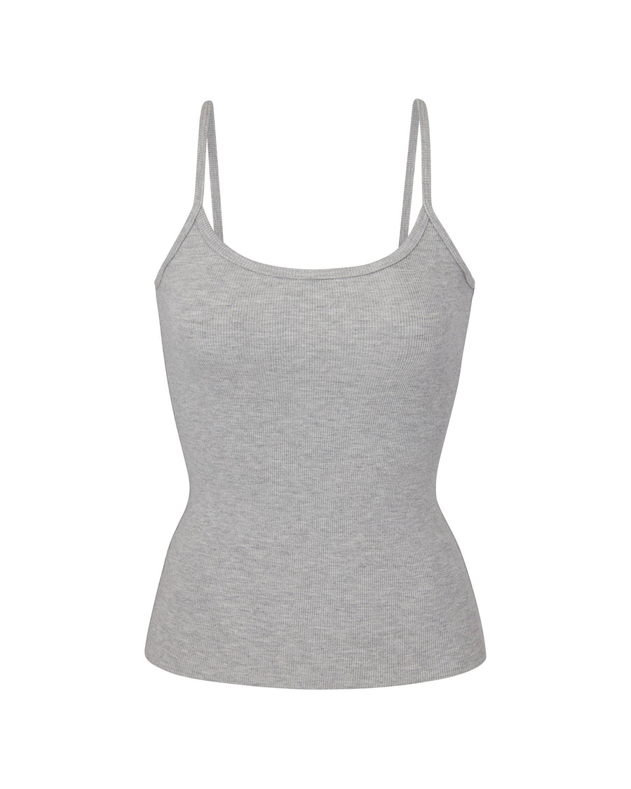 Thin Strap Fitted Tank Heather Grey TANKS ÉTERNE 